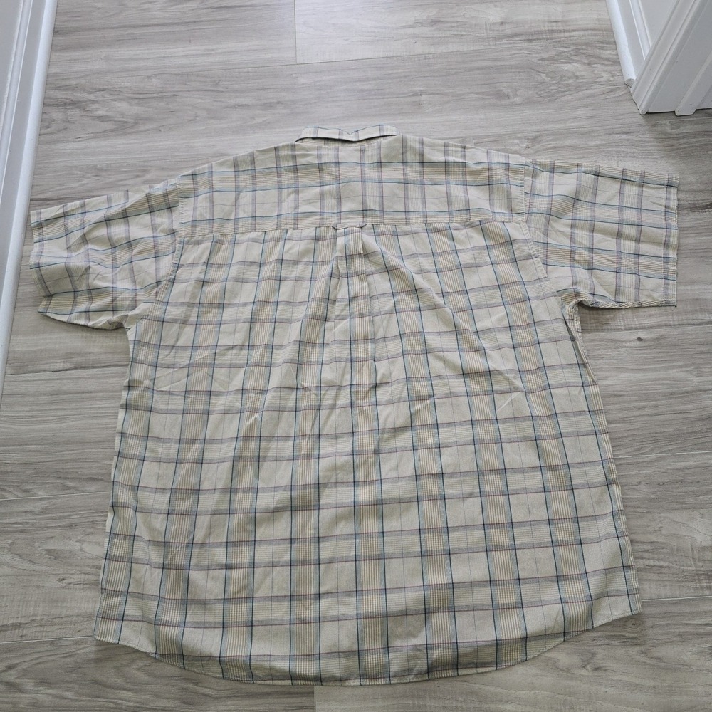 GANT Foxhunt Plaid Short Sleeve Button Front Shirt Men's XXL Tall Brown Green - Picture 9 of 10